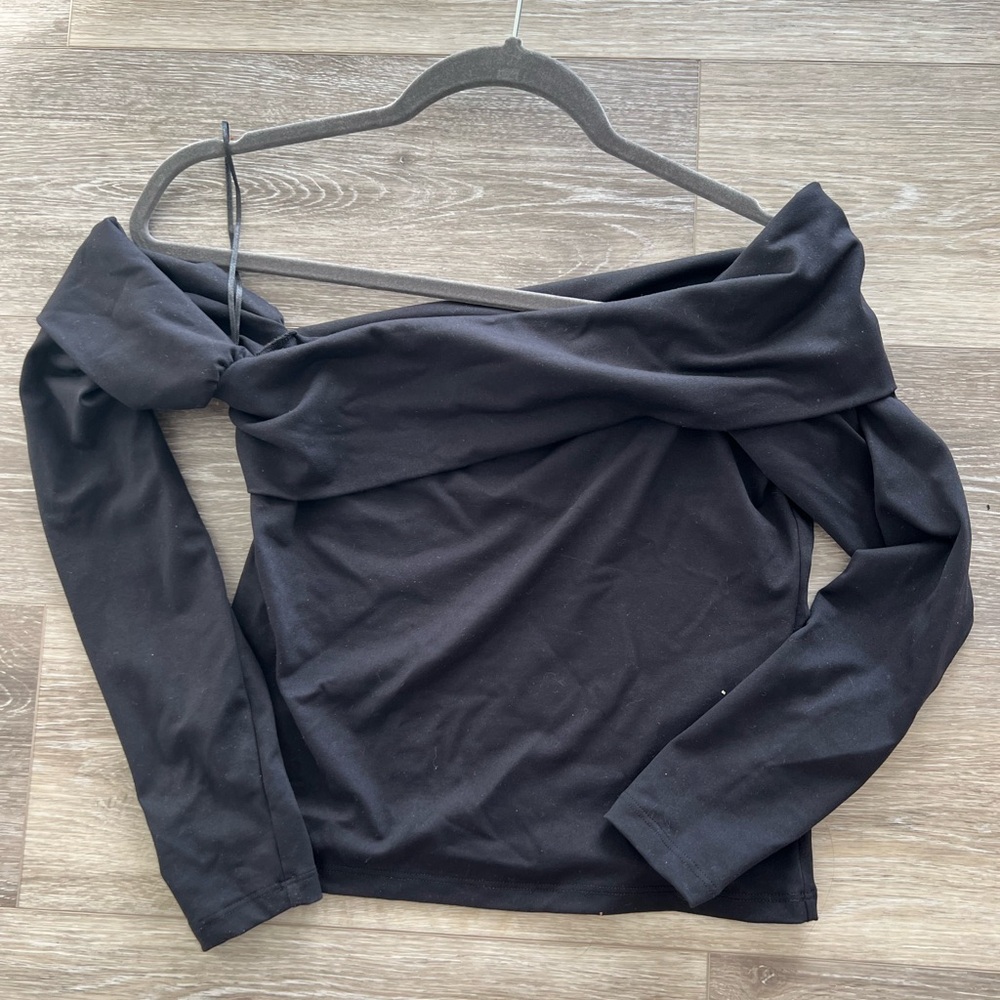 Abercrombie Black Fold Over Off The Shoulder Top